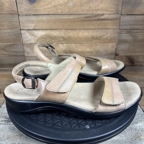 SAS Sandals Womens Sz 9.5N Nudu Slingback Two Tone Brown Casual Excellent - Picture 1 of 10